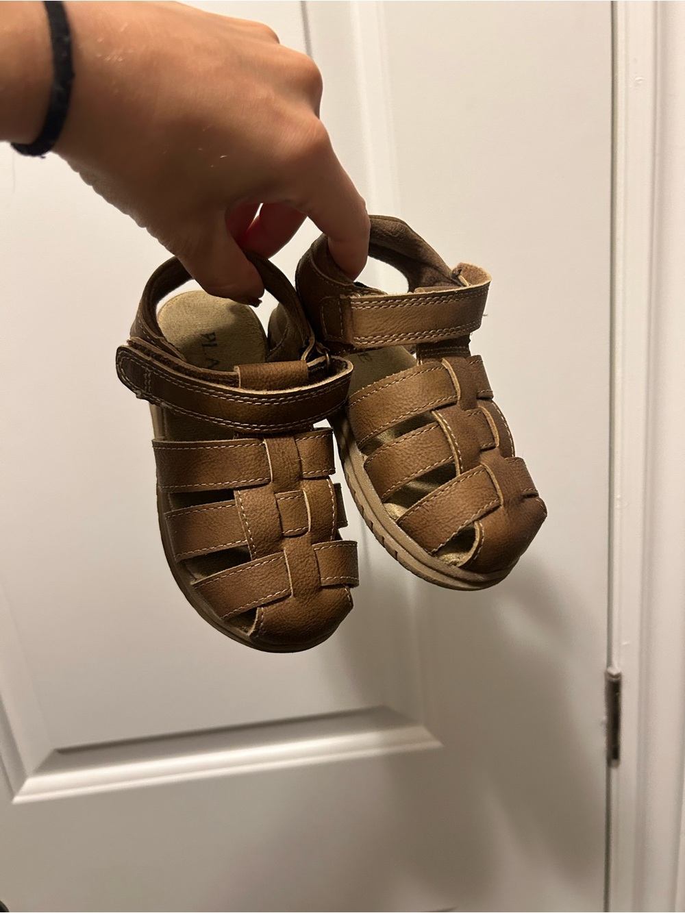 Kids Brown Closed-Toe Fisherman Sandals
